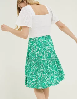 FatFace Remy Tropical Leaf Skirt Bright Green Best