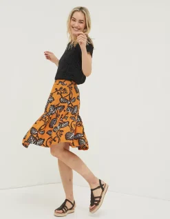 FatFace Remy Vine Floral Skirt Golden Yellow New