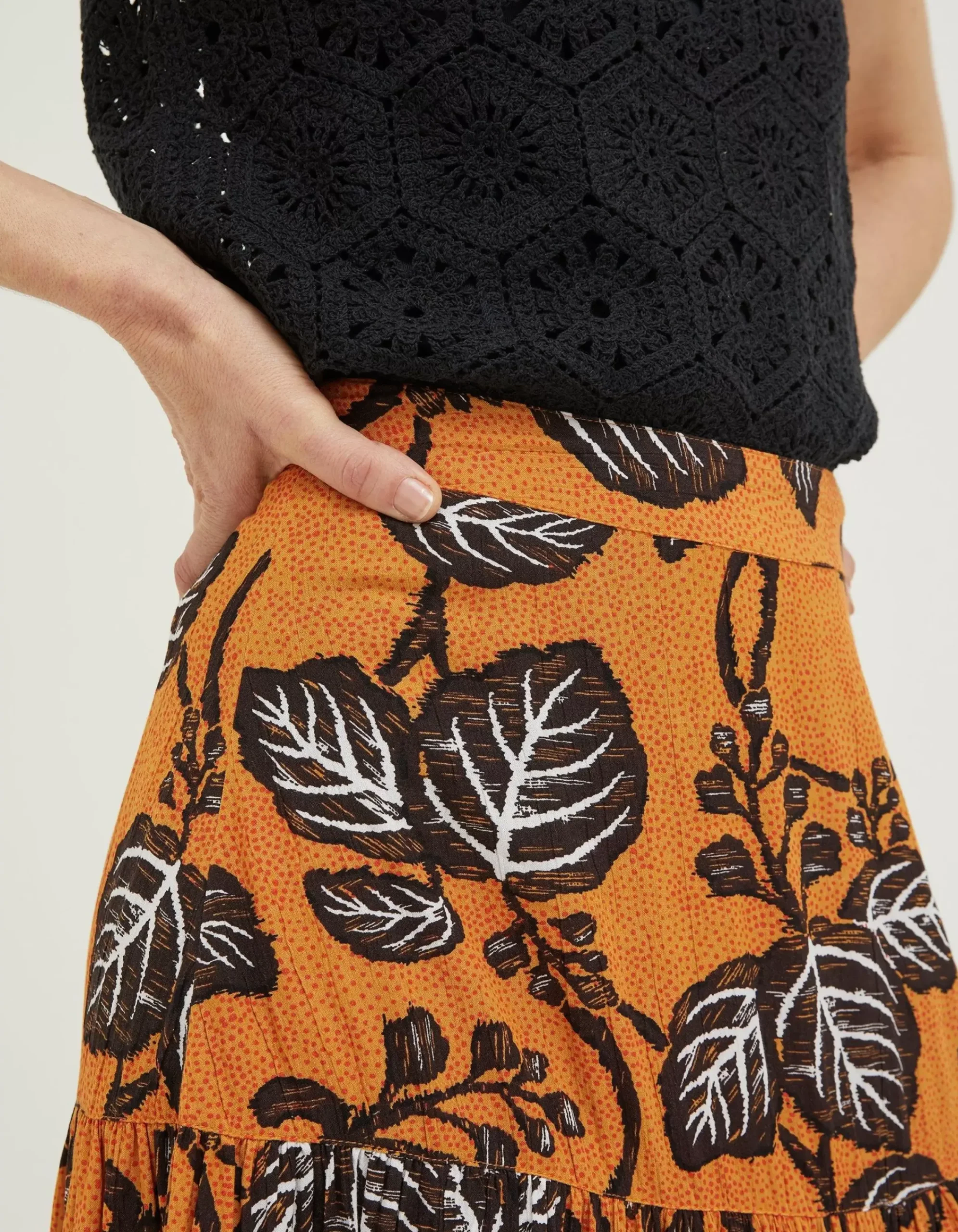 FatFace Remy Vine Floral Skirt Golden Yellow New