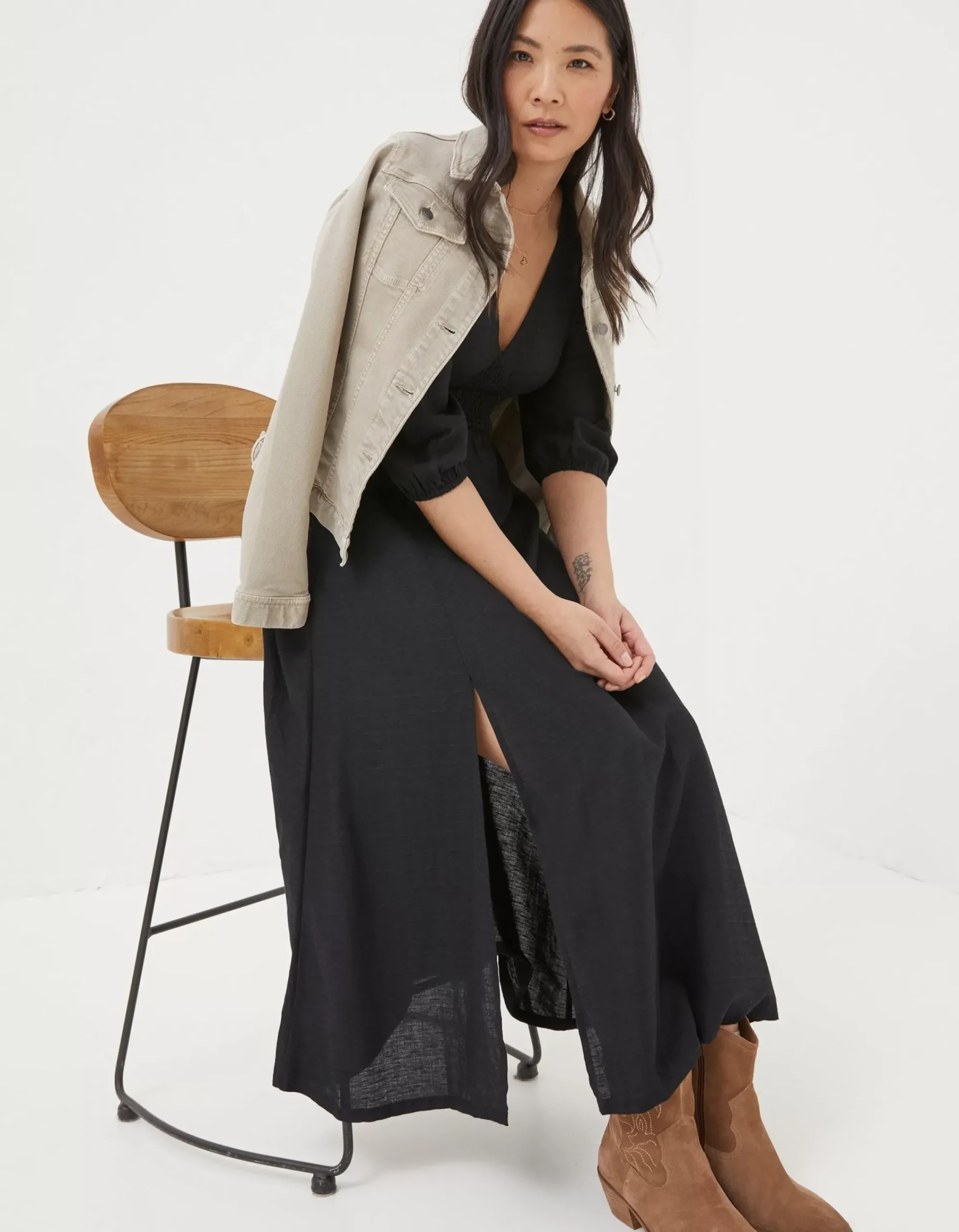FatFace Rene Midi Dress Black Hot
