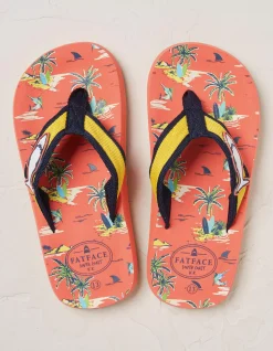 FatFace Resort Print Flip Flops Orange Discount