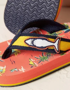 FatFace Resort Print Flip Flops Orange Discount