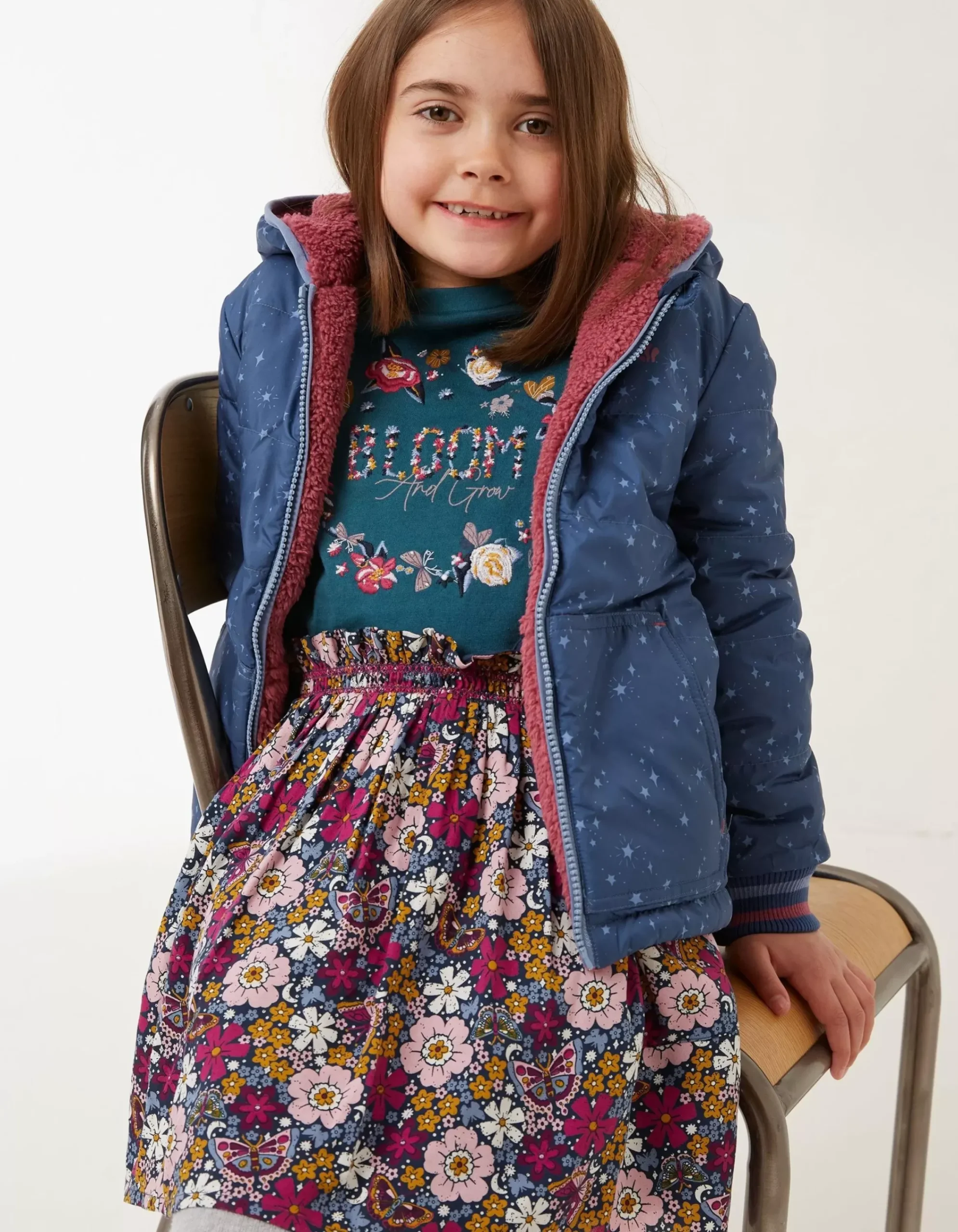 FatFace Reversible Star Jacket Navy Discount