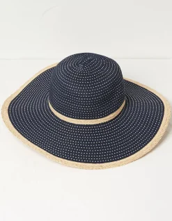 FatFace Ribbon Floppy Sun Hat Navy Clearance