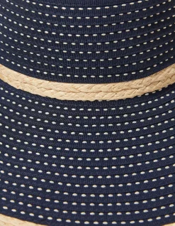 FatFace Ribbon Floppy Sun Hat Navy Clearance