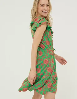 FatFace Riley Bali Jersey Dress Bright Green Hot