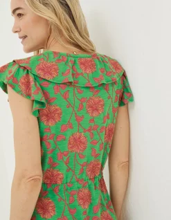 FatFace Riley Bali Jersey Dress Bright Green Hot