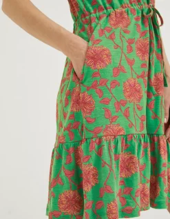FatFace Riley Bali Jersey Dress Bright Green Hot