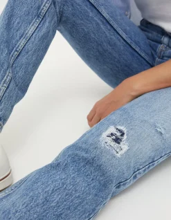 FatFace Rip And Repair Mom Jeans Light Blue