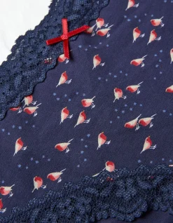 FatFace Robin Print Short Knickers Navy