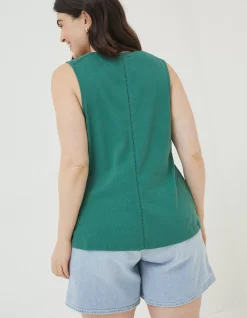 FatFace Romy Lace Trim Vest Top Dark Green Outlet