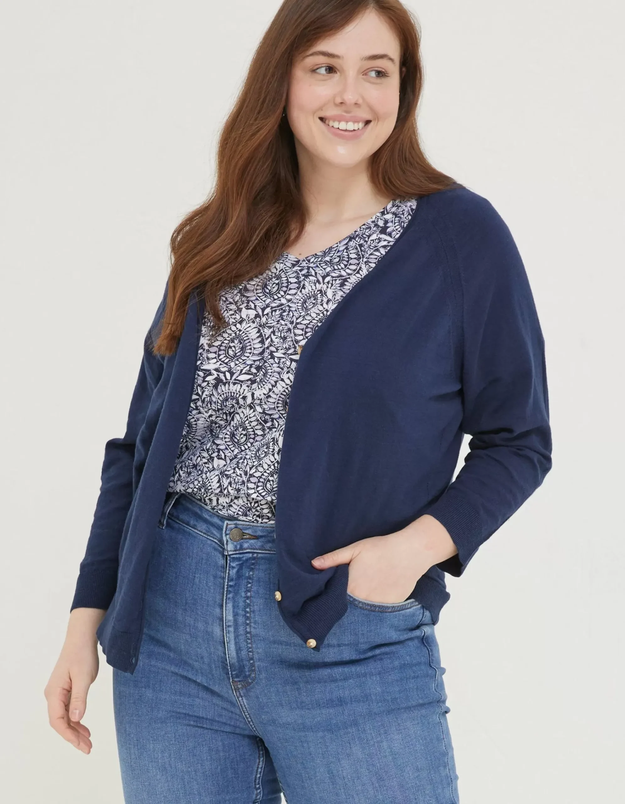 FatFace Rose Cardigan Navy New