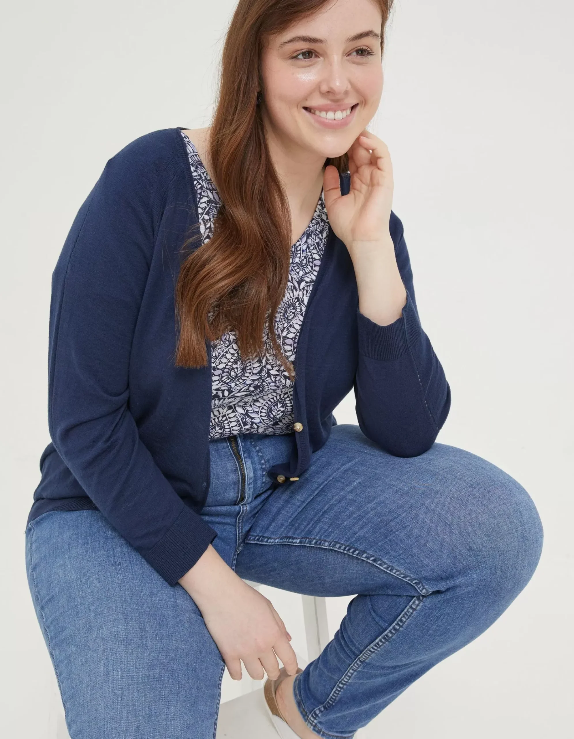 FatFace Rose Cardigan Navy New