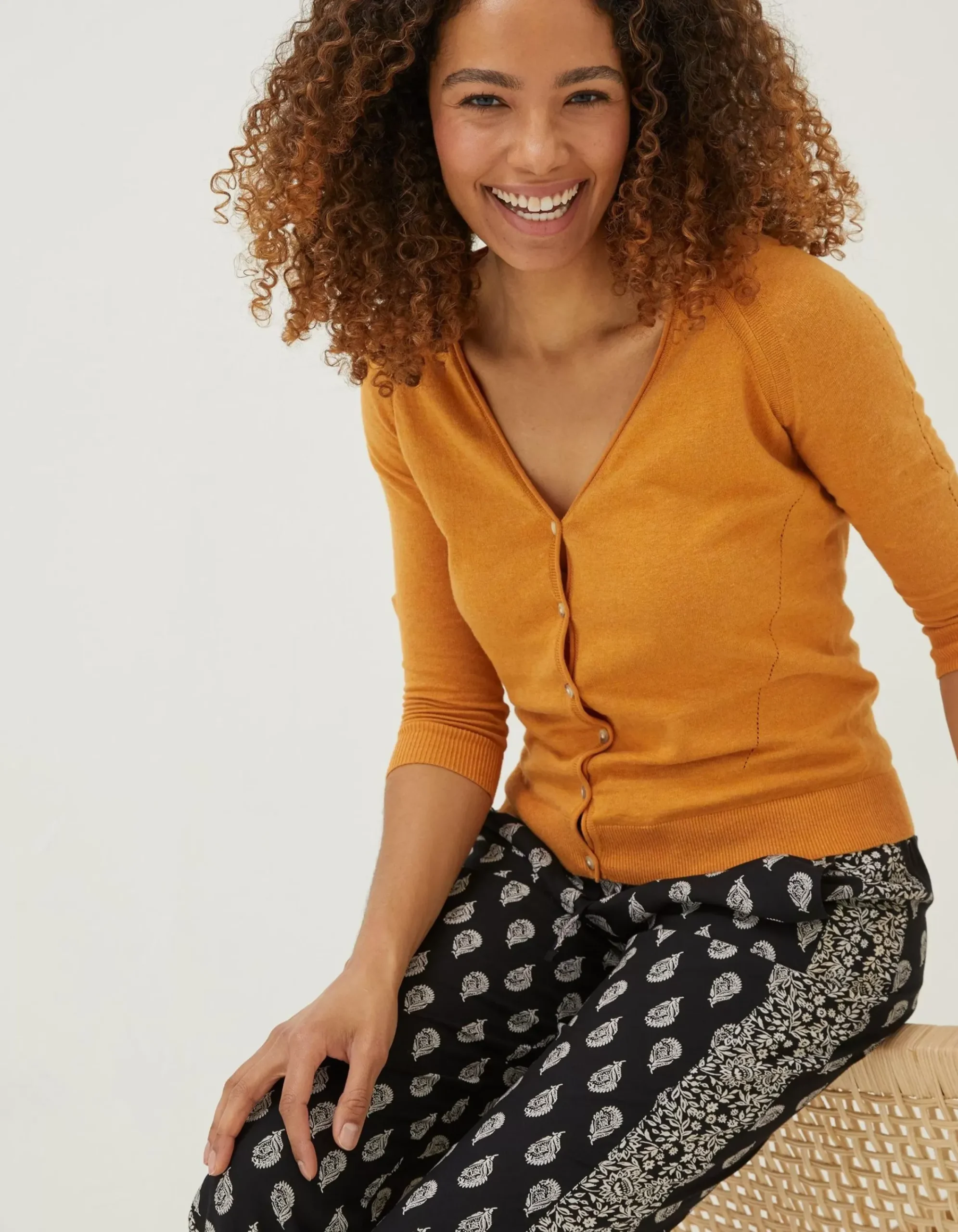 FatFace Rose Cardigan Yellow Discount