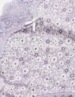 FatFace Rosie Floral Mini Knickers Lilac Hot