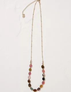 FatFace Round Stone Necklace Multi Hot