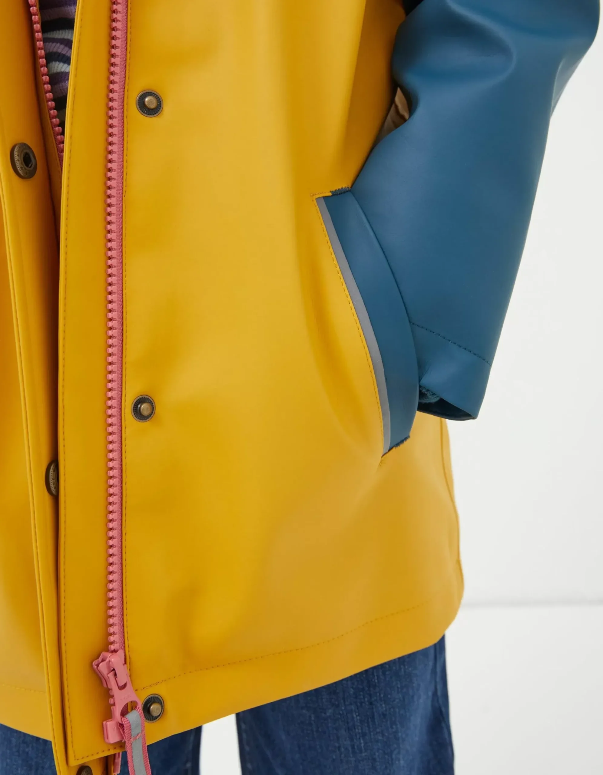 FatFace Rubberised Waterproof Jacket Yellow New