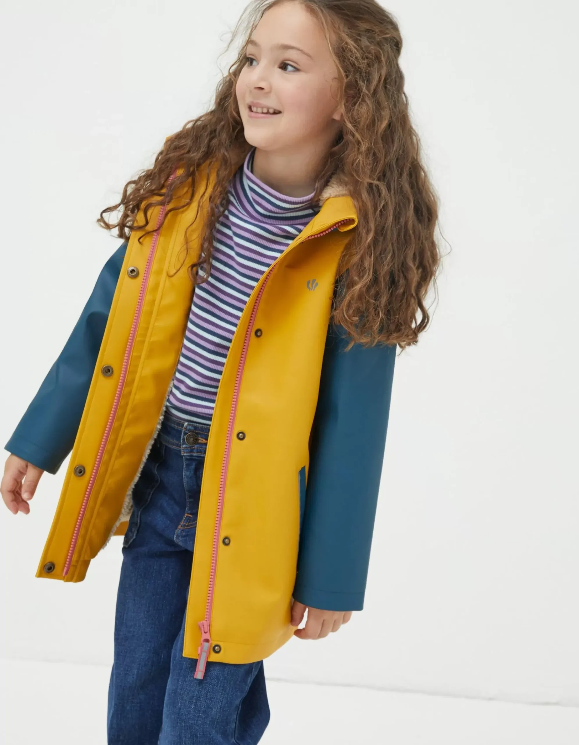 FatFace Rubberised Waterproof Jacket Yellow New