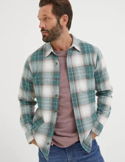 FatFace Ryde Check Shirt Green Clearance