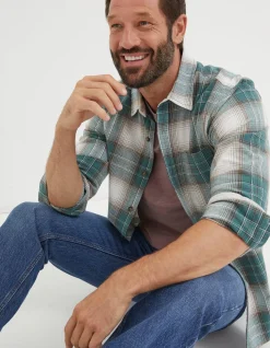 FatFace Ryde Check Shirt Green Clearance