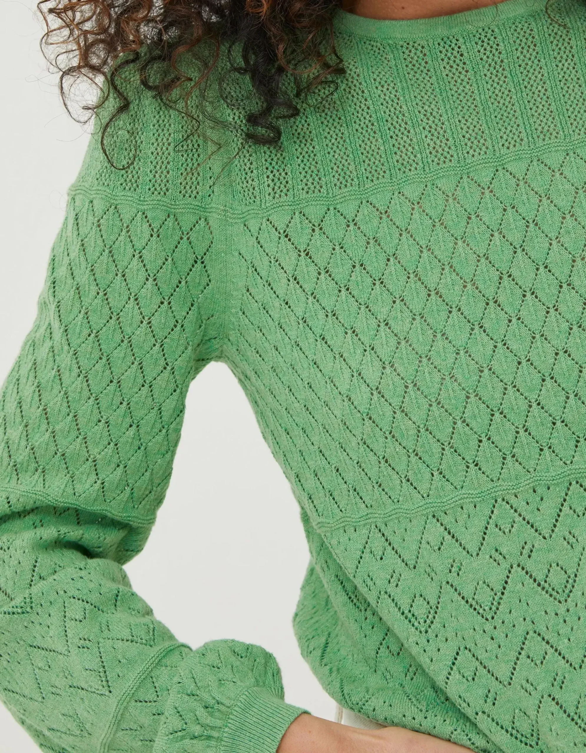 FatFace Sadie Pointelle Jumper Green Outlet