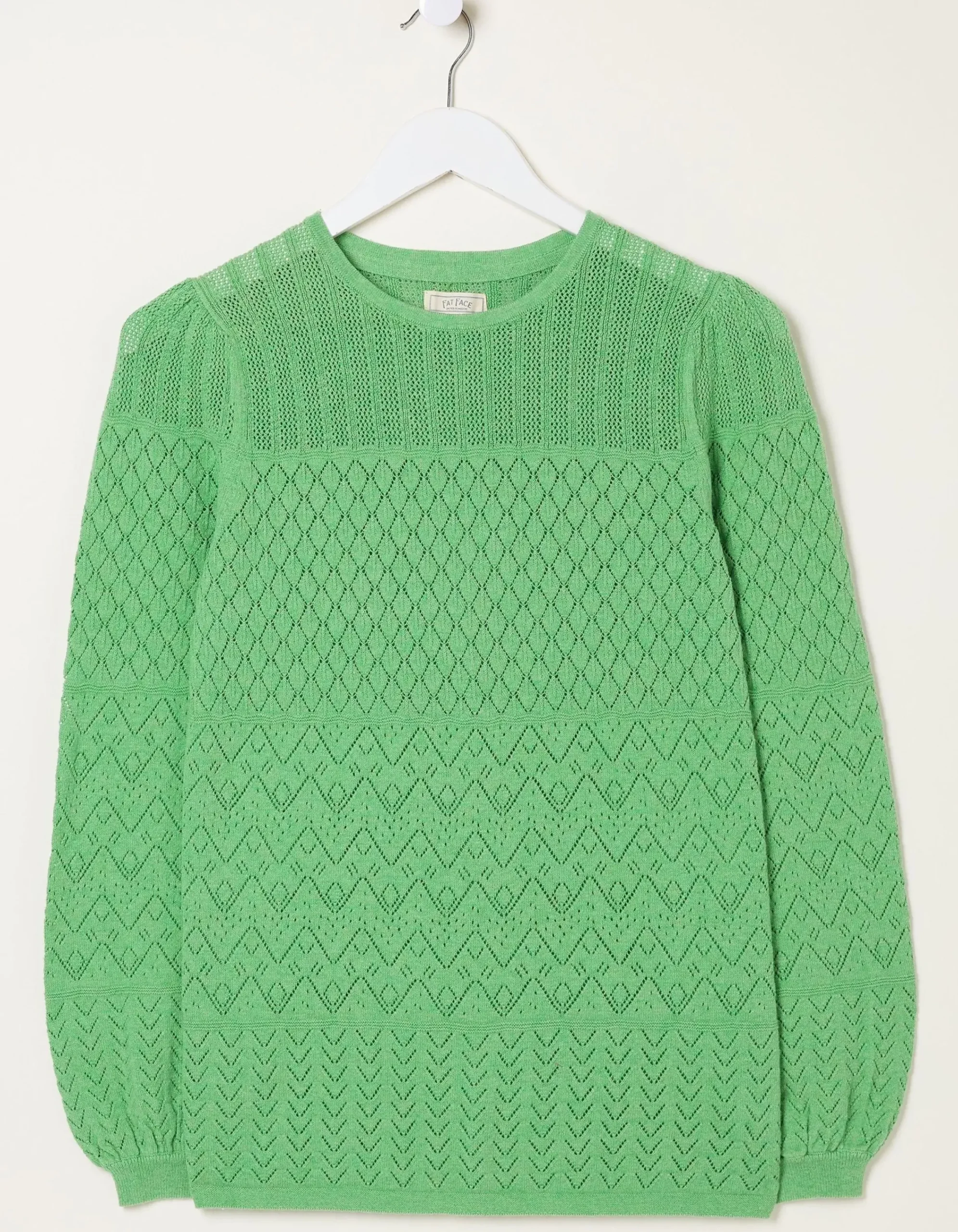 FatFace Sadie Pointelle Jumper Green Outlet