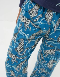 FatFace Sadie Snow Leopard Pyjama Set Teal Green Hot