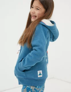 FatFace Sadie Snow Leopard Zip Hoodie Teal Green Sale