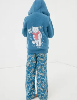 FatFace Sadie Snow Leopard Zip Hoodie Teal Green Sale