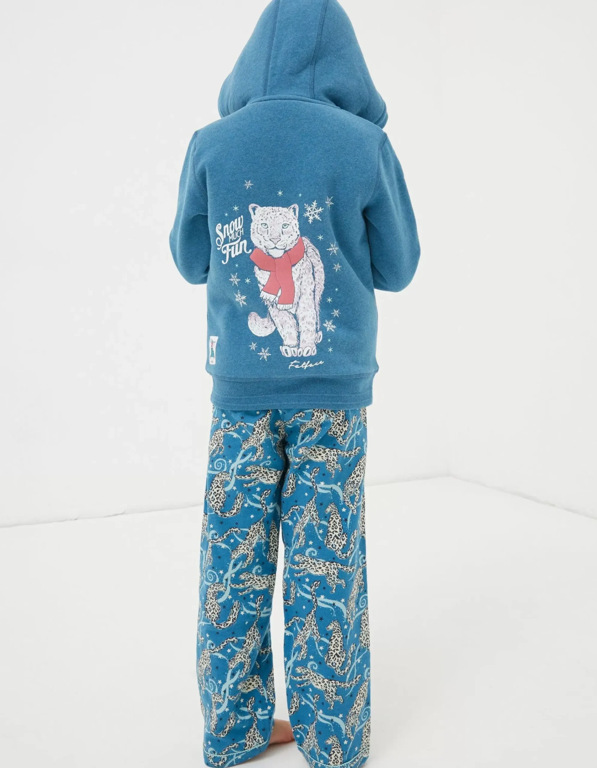 FatFace Sadie Snow Leopard Zip Hoodie Teal Green Sale