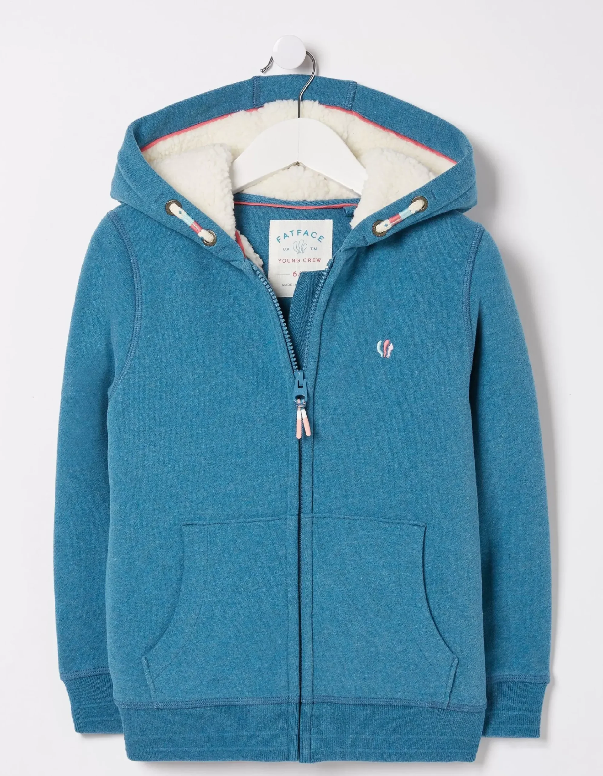 FatFace Sadie Snow Leopard Zip Hoodie Teal Green Sale