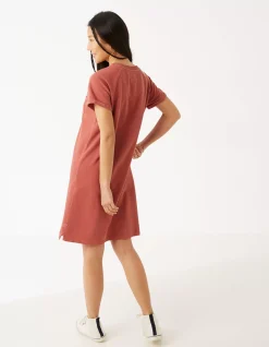 FatFace Sadie Sweat Dress Mid Orange Hot