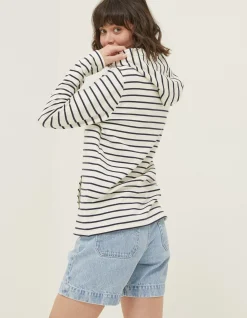 FatFace Sally Stripe Hoodie Ivory
