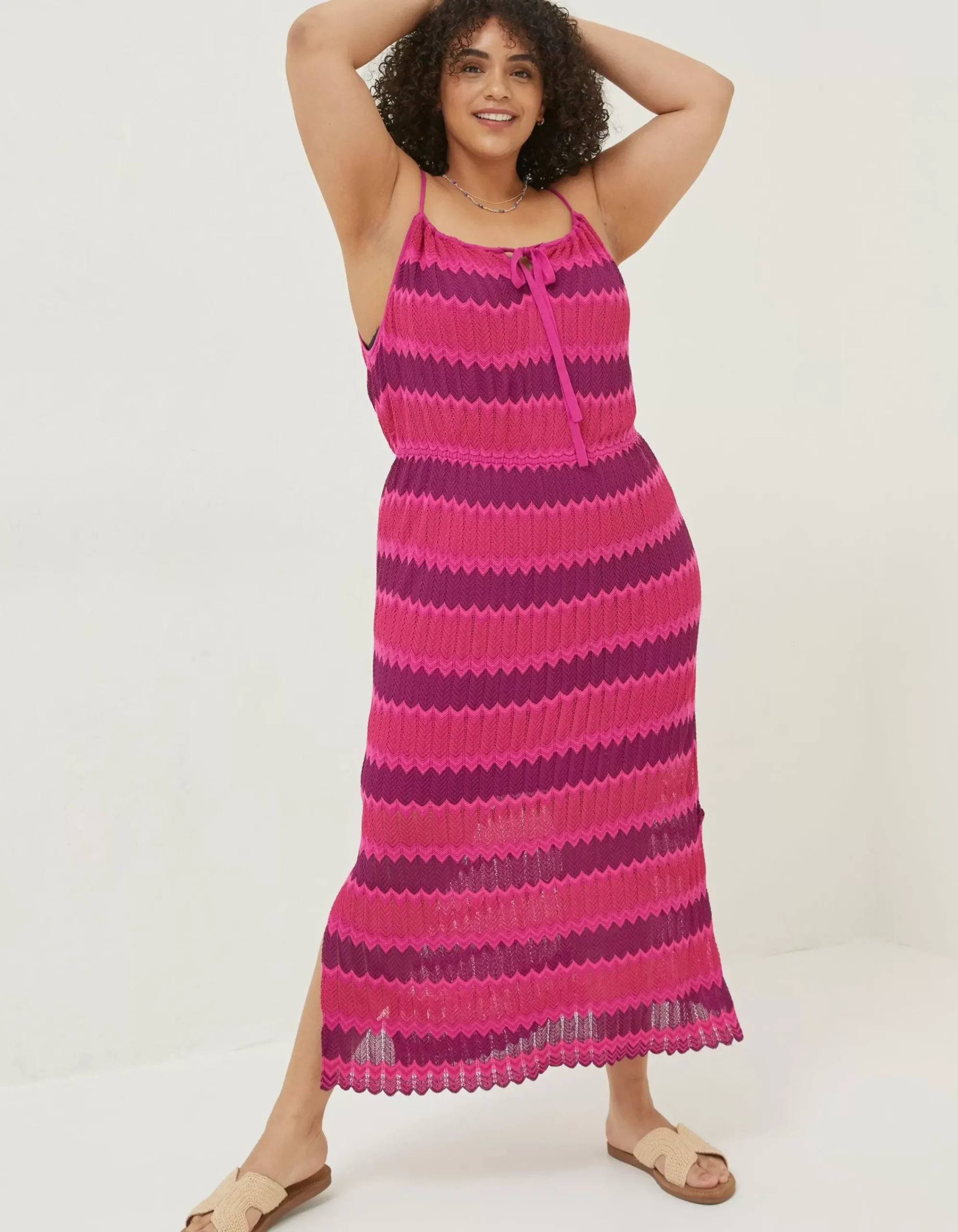 FatFace Samantha Stripe Knitted Dress Multi Colour Hot
