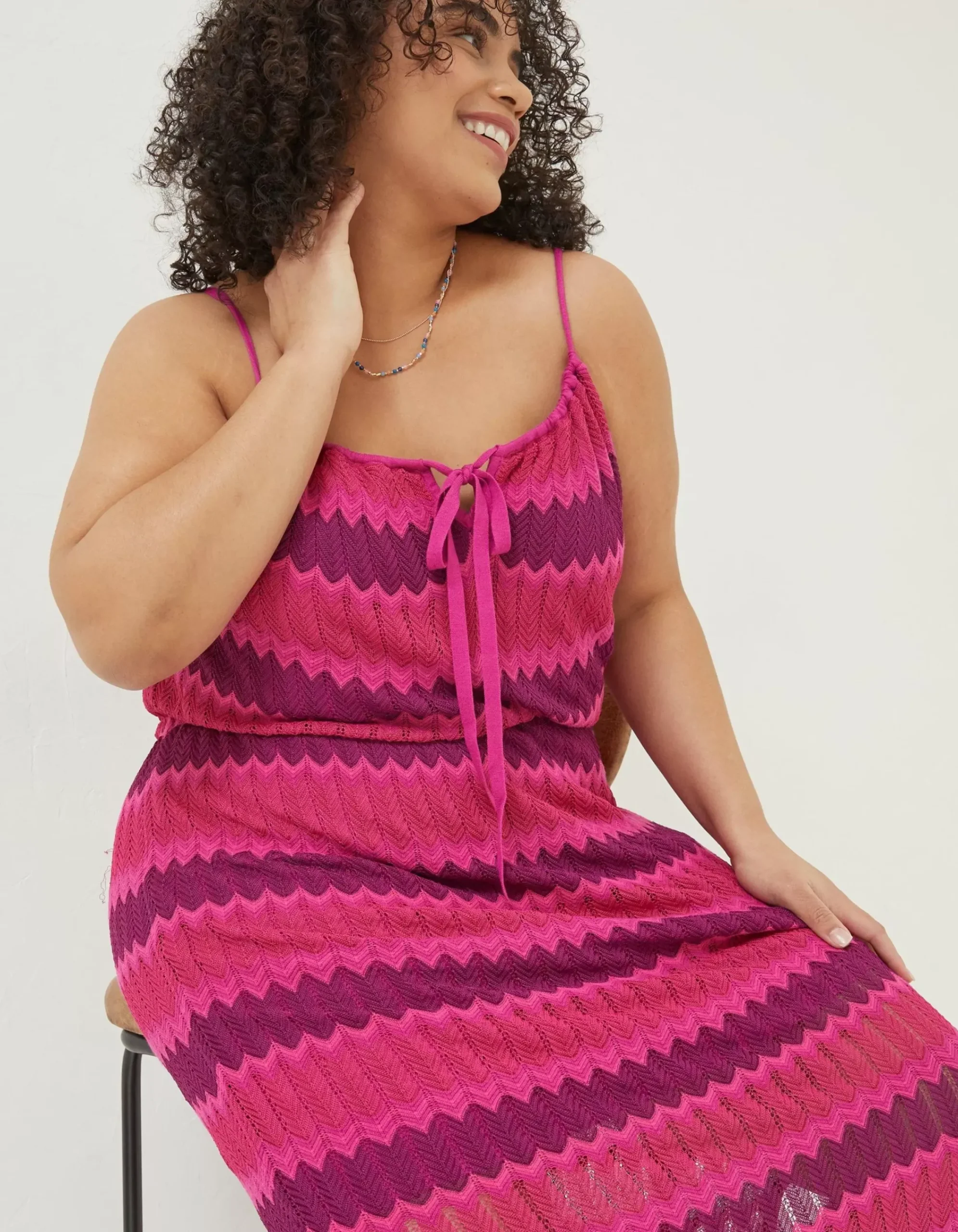 FatFace Samantha Stripe Knitted Dress Multi Colour Hot