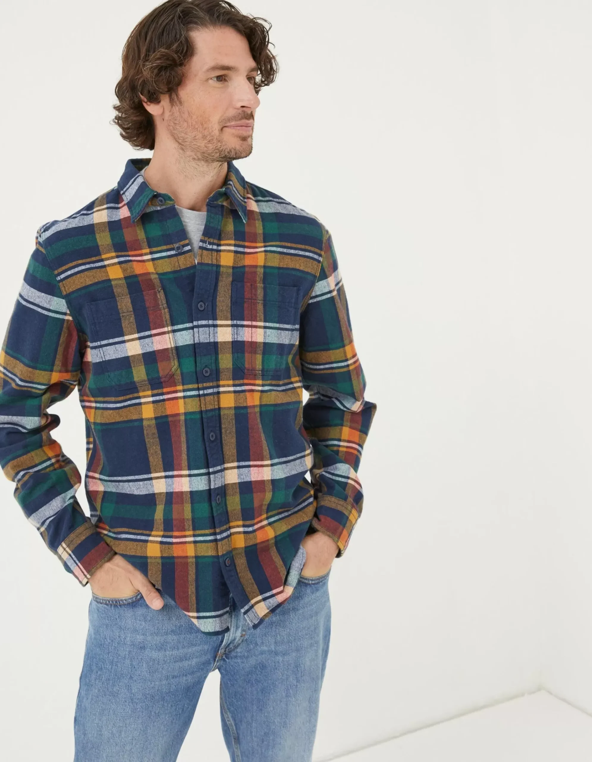 FatFace Sandy Check Shirt Navy Online