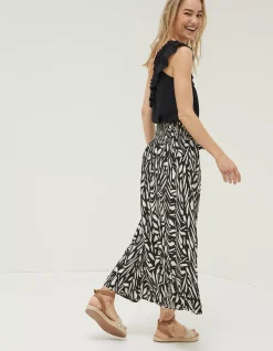 FatFace Sasha Paintstroke Midi Skirt Black New