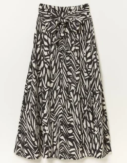 FatFace Sasha Paintstroke Midi Skirt Black New