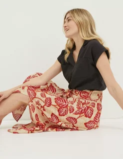 FatFace Sasha Vine Floral Midi Skirt Cream New