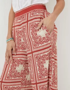 FatFace Scarf Print Palazzo Trousers Ivory Best