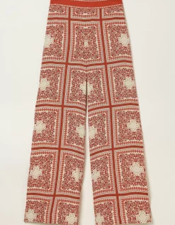 FatFace Scarf Print Palazzo Trousers Ivory Best