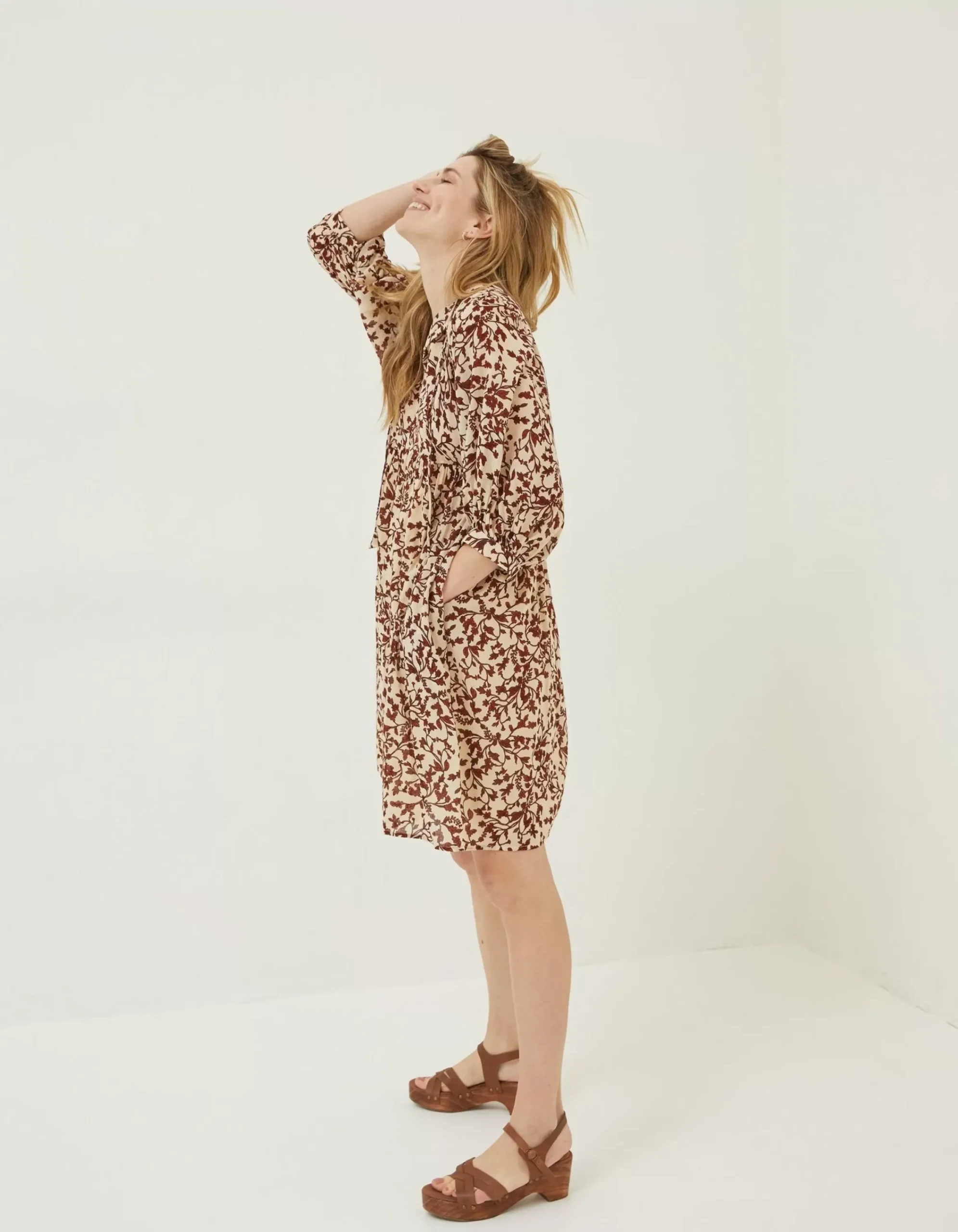 FatFace Scarlett Floral Dress Brown Online
