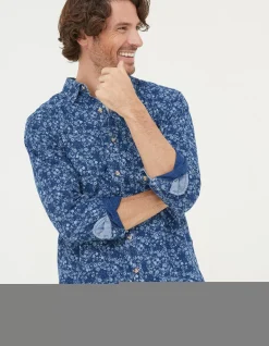 FatFace Scribble Daisy Print Shirt Blue Hot