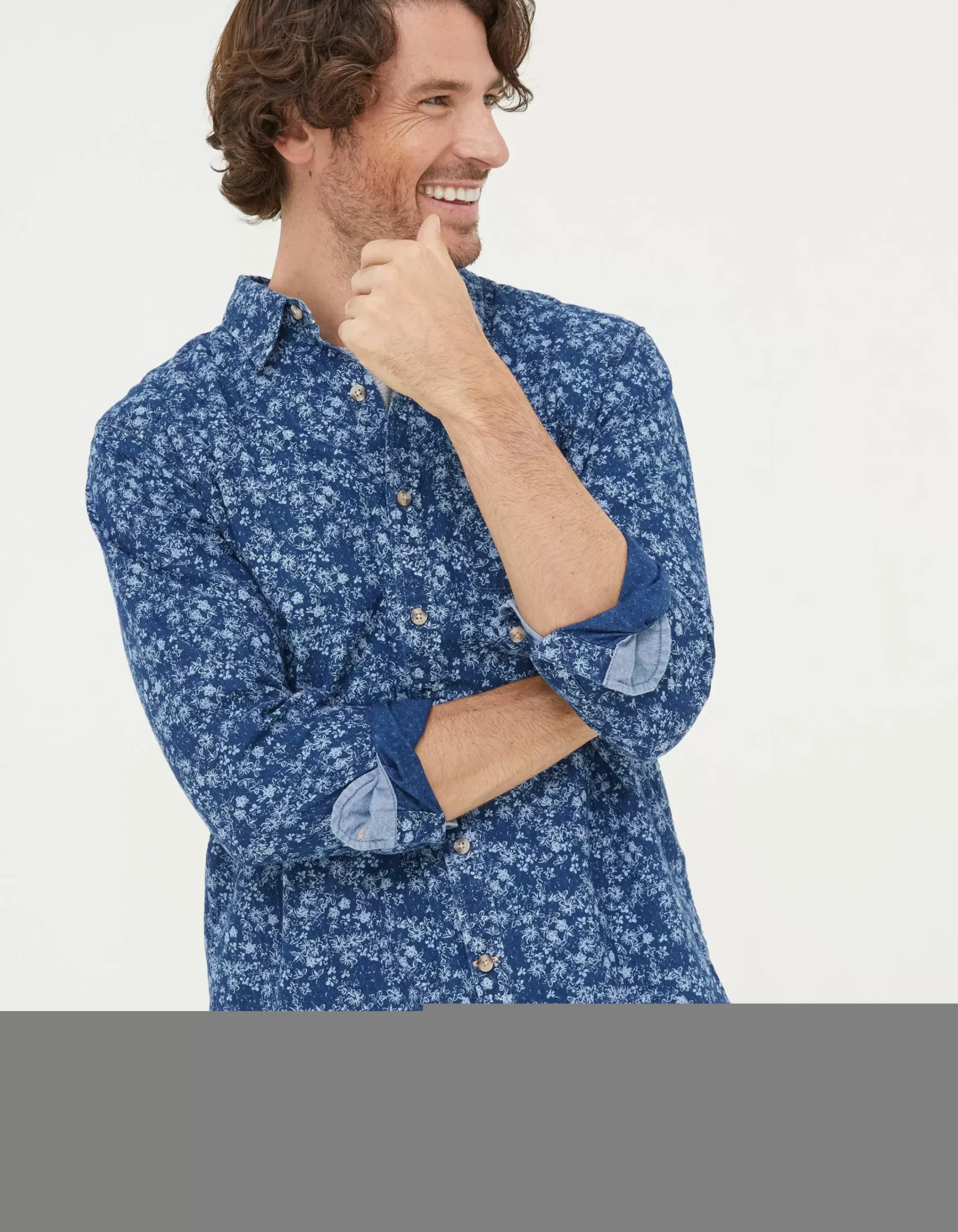 FatFace Scribble Daisy Print Shirt Blue Hot