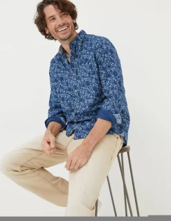 FatFace Scribble Daisy Print Shirt Blue Hot