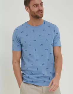 FatFace Sea Print T-Shirt Chambray Blue Online