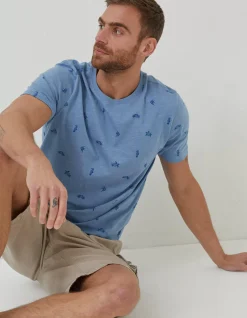 FatFace Sea Print T-Shirt Chambray Blue Online