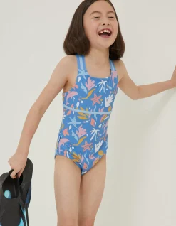 FatFace Sea Scape Swimsuit Bright Blue Discount
