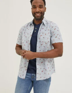 FatFace Seafood Print Shirt Blue