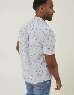 FatFace Seafood Print Shirt Blue